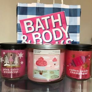 BATH & BODY WORKS Candle Sets Pink petal tea cake fairy gumdrop cotton candy